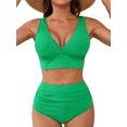 thumbnail image 1 of Asoul High Waisted V Neck Bikini Sets for Womens Tummy Control Two Piece Bathing Suit, 1 of 7