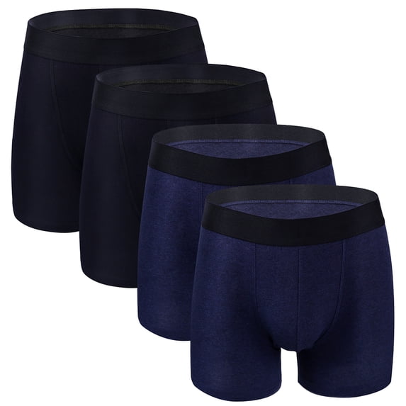 Charmo Men's Boxer Briefs Cotton Underwear Tag-Free Boxer Panties, 4 Pack