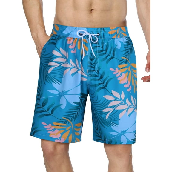Charmo Men's High Waisted Swim Trunks Drawstring Board Shorts Quick Dry Bathing Suits Summer Beach Shorts with Pockets