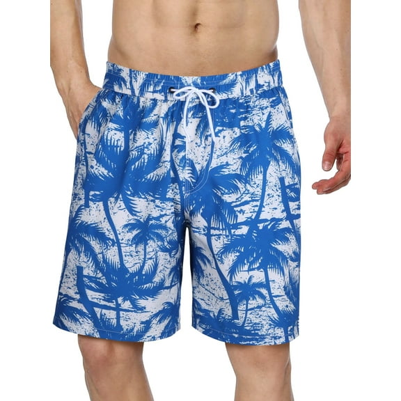 Charmo Men's High Waisted Swim Trunks Drawstring Board Shorts Quick Dry Bathing Suits Summer Beach Shorts with Pockets