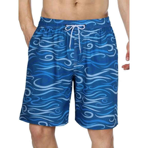 Charmo Men's High Waisted Swim Trunks Drawstring Board Shorts Quick Dry Bathing Suits Summer Beach Shorts with Pockets