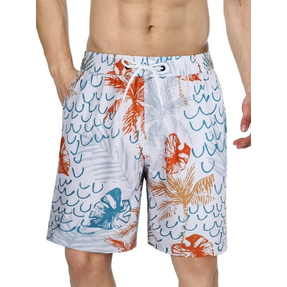 Charmo Men's High Waisted Swim Trunks Drawstring Board Shorts Quick Dry Bathing Suits Summer Beach Shorts with Pockets