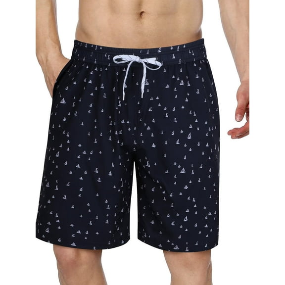 Charmo Men's High Waisted Swim Trunks Drawstring Board Shorts Quick Dry Bathing Suits Summer Beach Shorts with Pockets