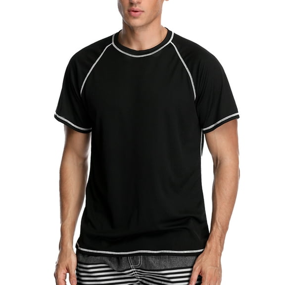 Charmo Men's Short Sleeve Active Rashguard Shirts Solid Workout Top Sports Tee UPF 50+
