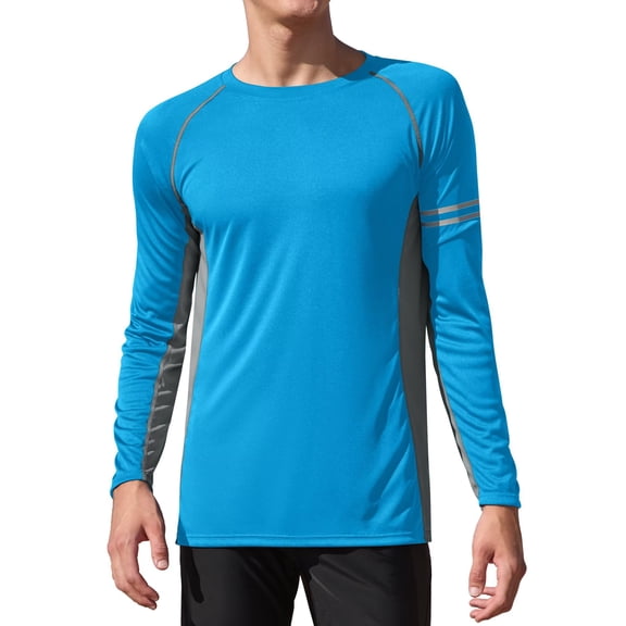 Charmo Mens Long Sleeve Swim Shirts Sun Protection UPF 50+ Rashguard Athletic Workout Hiking Swimwear Tops