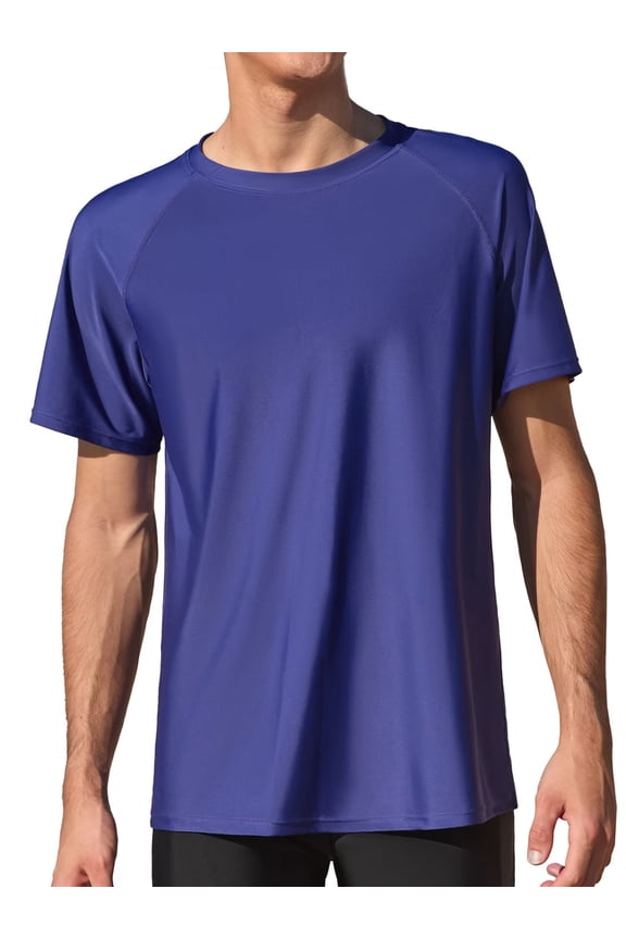 Mens Short Sleeve Gradient Swim Shirts Quick Dry UPF 50+ Sun Protection Rash Guards Running Hiking Swimming Tops