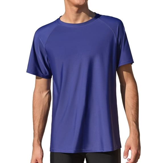 Charmo Mens Short Sleeve Gradient Swim Shirts Quick Dry UPF 50+ Sun Protection Rash Guards Running Hiking Swimming Tops