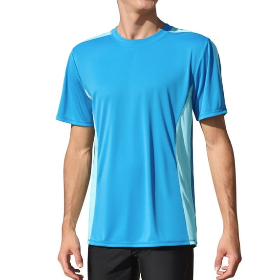 Charmo Mens UPF 50+ Swim Shirts Quick Dry Short Sleeve Swimsuit Tops Sun Protection Running Sufring Rash Guards