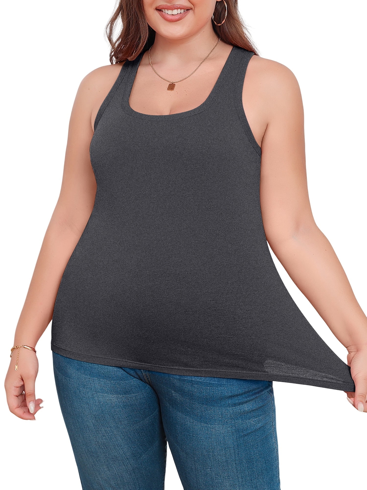 Charmo Plus Size Cotton Tank Tops for Womens Racerback Basic
