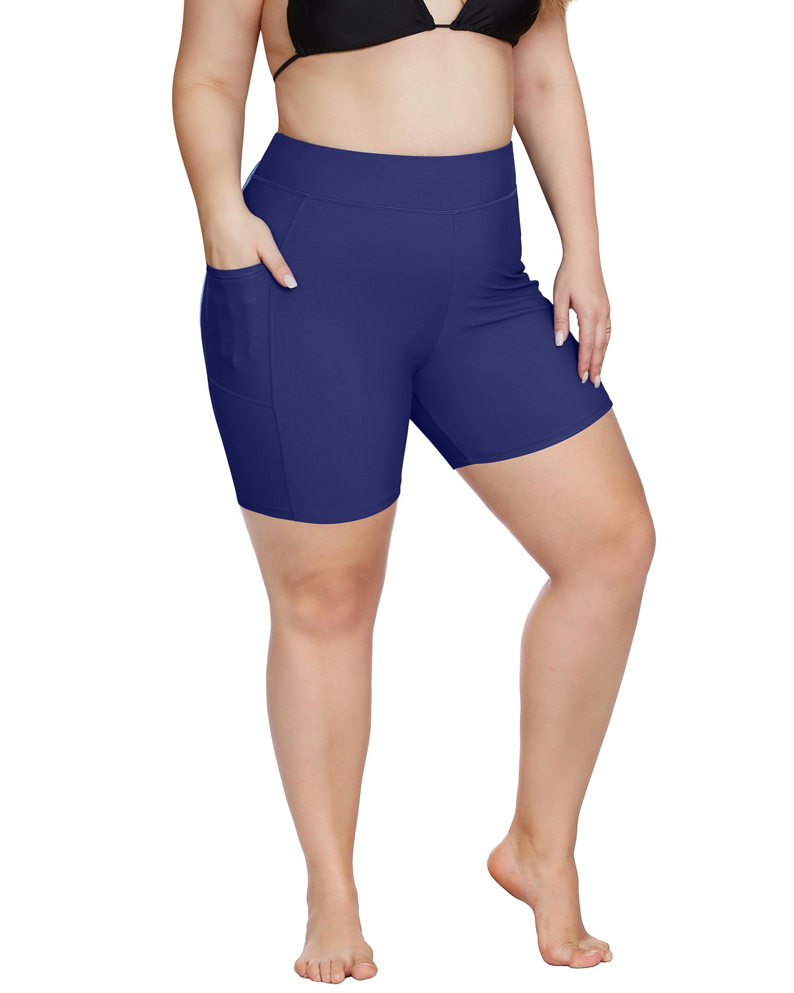 Charmo Plus Size High-Waist Swim Shorts for Womens Boardshort Bike ...