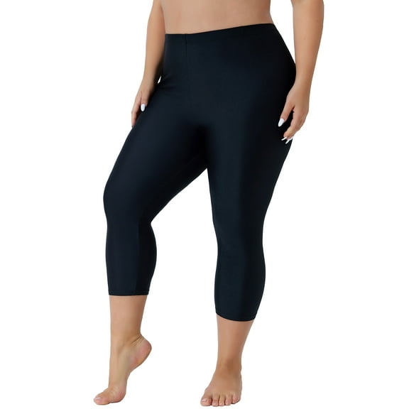 Charmo Plus Size Swim Bottoms for Womens High Waisted Swim Capris Long Swim Shorts