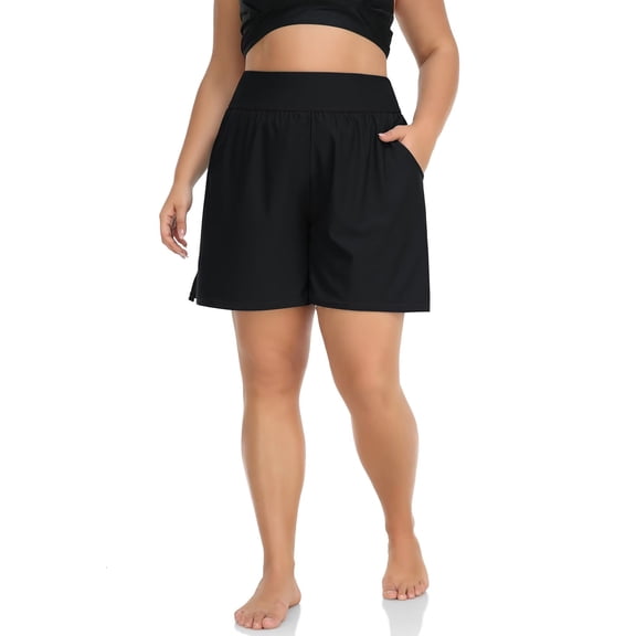 Charmo Plus Size Swim Shorts for Women High Waisted Board Shorts Tankini Swimsuit Bottom with Pockets