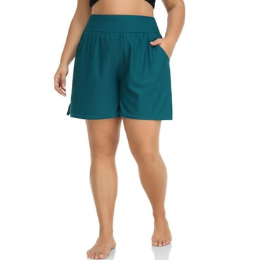Charmo Plus Size Swim Shorts for Women High Waisted Board Shorts Tankini Swimsuit Bottom with Pockets