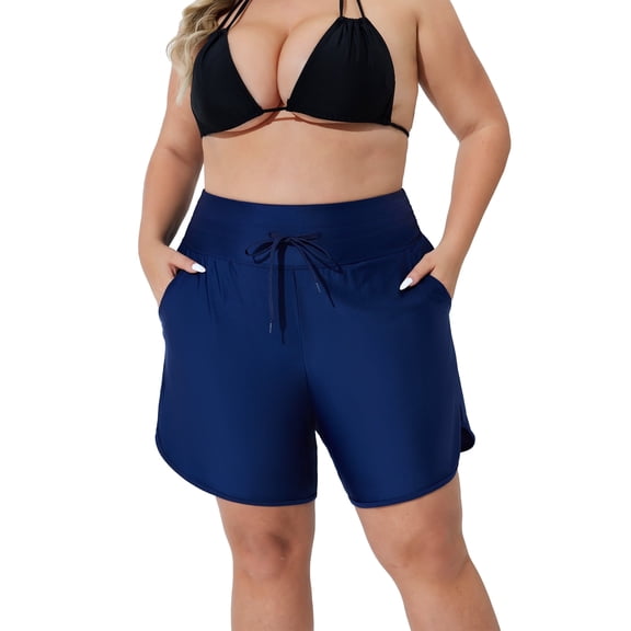 Charmo Plus Size Swim Shorts for Women High Waisted Board Shorts Tankini Swimsuit Bottom with Pockets