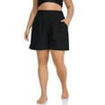 Charmo Women's Plus Size High Waisted Swim Shorts with Pockets for
