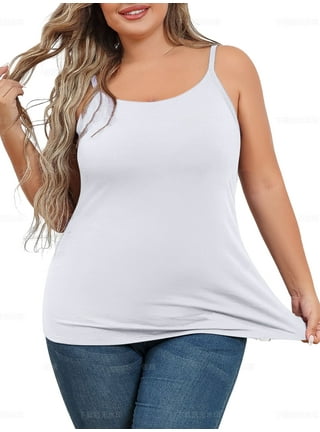 V FOR CITY Women Plus Size Tank Top with Shelf Bra Adjustable Wide Strap  Camisole Cotton Undershirt Brown - Yahoo Shopping