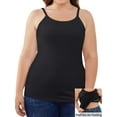 thumbnail image 1 of Charmo Plus Size Tank Tops for Womens Adjustable Strap Cotton Undershirt with Shelf Bra Casual Loose Camisole 1X-5X, 1 of 9