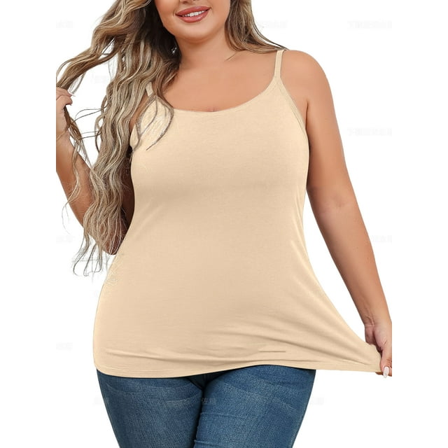 Charmo Plus Size Tank Tops for Womens Adjustable Strap Cotton ...
