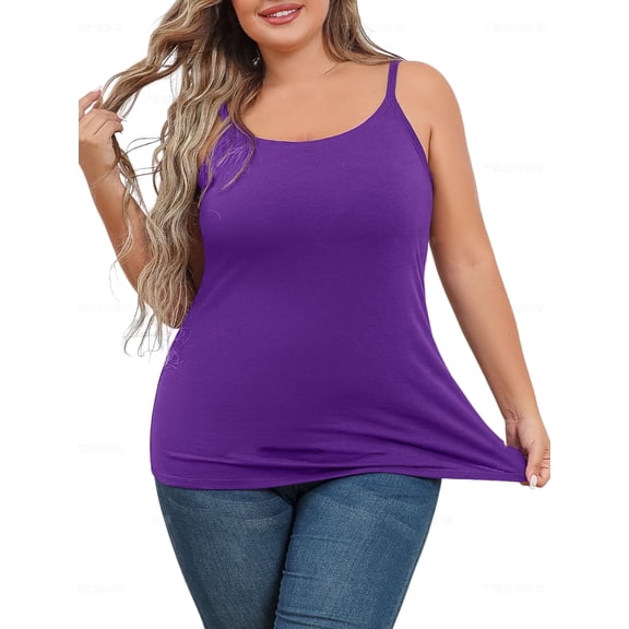 Charmo Plus Size Tank Tops for Womens Adjustable Strap Cotton Undershirt with Shelf Bra 1X-5X