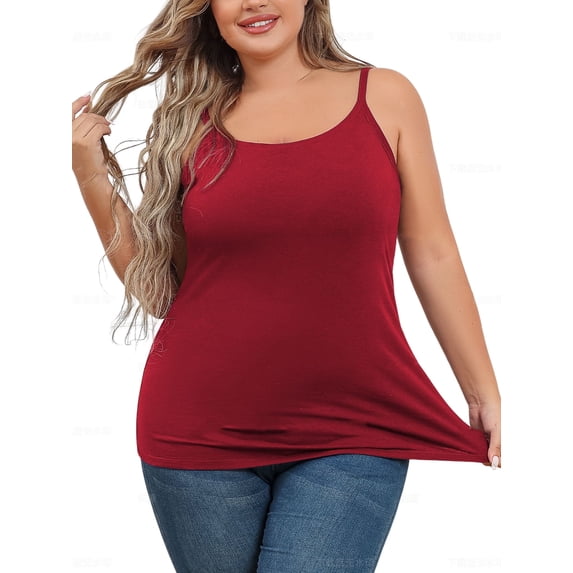 Charmo Plus Size Tank Tops for Womens Adjustable Strap Cotton Undershirt with Shelf Bra 1X-5X