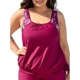 thumbnail image 1 of Charmo Plus Size Tankini Tops for Womens Ruched Front Swim Tops Tummy Control Bathing Suit Tops Built-in Bra(No Bottom), 1 of 5