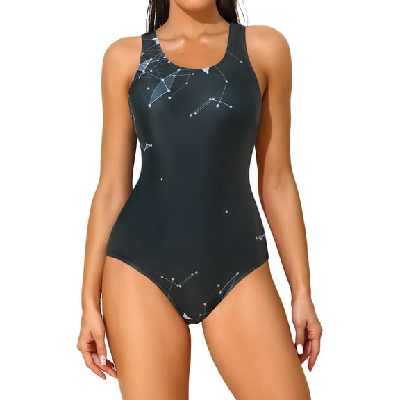 Charmo Printed 1 Piece Swimwear Athletic Training Swimwear Slim Bathing Suits