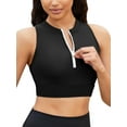 thumbnail image 1 of Charmo Racerback Sporty Bikini Tops for Womens Ribbed Zipper Swim Tops Only, 1 of 4