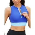thumbnail image 1 of Charmo Racerback Sporty Bikini Tops for Womens Ribbed Zipper Swim Tops Only, 1 of 4