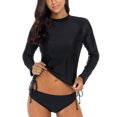 thumbnail image 1 of Charmo Rash Guard Women Long Sleeve Rashguard UV Sun Protection Swimwear Banded Swimsuit, Black, 1 of 7