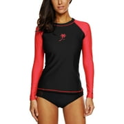 Charmo Rash Guard for Women Long-Sleeve Swimwear UPF 50+ Sun Protection Rashguard Athletic Swim Shirt Tops