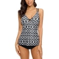 thumbnail image 1 of Charmo Retro Tankini Bath Suits Double Straps Tummy Control Two Piece Swimwear, 1 of 7