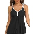 Charmo Ruched V Neck Swim Tops for Womens Flowy Tankini Tops Padded