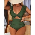 thumbnail image 1 of Charmo Ruffled One Piece Swimsuit for Women High Cut Bathing Suits Backless Monokini Swimwear, 1 of 7
