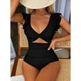 thumbnail image 1 of Charmo Ruffled One Piece Swimsuit for Women High Cut Bathing Suits Backless Monokini Swimwear, 1 of 7