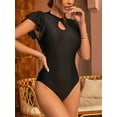 thumbnail image 1 of Charmo Ruffled Shoulder One Piece Swimsuit Tie Back Tummy Control Monkini Swimwear, 1 of 7