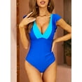 thumbnail image 1 of Charmo Ruffled V Neck One Piece Swimwear for Womens Tummy Control High Cut Bath Suit, 1 of 5