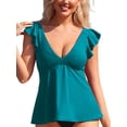 thumbnail image 1 of Charmo Ruffled V Neck Swim Tops for Womens Flowy Tankini Tops Padded Bathing Suit Tops(No Bottoms）, 1 of 6