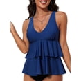 thumbnail image 1 of Charmo Ruffled V Neck Swim Tops for Womens Flowy Tankini Tops Padded Bathing Suit Tops(No Bottoms）, 1 of 9