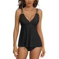 thumbnail image 1 of Charmo Scallop Trim V Neck Flowy Two Piece Swimsuit Sets (Women's), 1 of 3