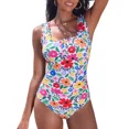 thumbnail image 1 of Charmo Scalloped One-Piece Tummy Control Swimsuits for Women Button-Down Bathing Suit, 1 of 6