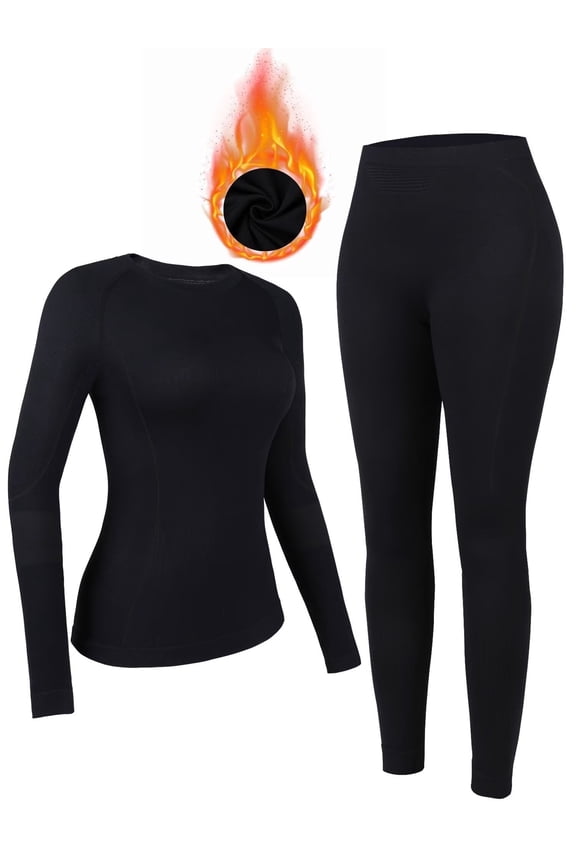 Seamless Thermal Underwear for Womens Long Johns Thermal Suit Stretchy Ski Base Layer Sets Cold Weather Winter