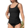 thumbnail image 1 of Charmo Side Drawstring Swim Tops for Womens Ribbed Tankini Tops Padded Bikini Tops(No Bottoms), 1 of 7
