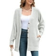 thumbnail image 1 of Charmo Side Split Cardigan Sweaters for Womens Long Sleeve V Neck Button Knit Sweater with Pockets, 1 of 7