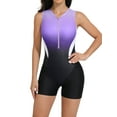 thumbnail image 1 of Charmo Sleeveless One Piece Swimwear for Womens Zipper Boyleg Bath Suit, 1 of 5