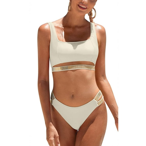 Charmo Sporty Bikini Swimsuits for Women Push Up Bathing Suit 2 Piece High Cut bikini