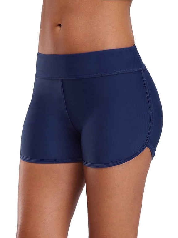 Swim Board Shorts for Womens Tummy Control Swim Shorts Solid Boardshorts