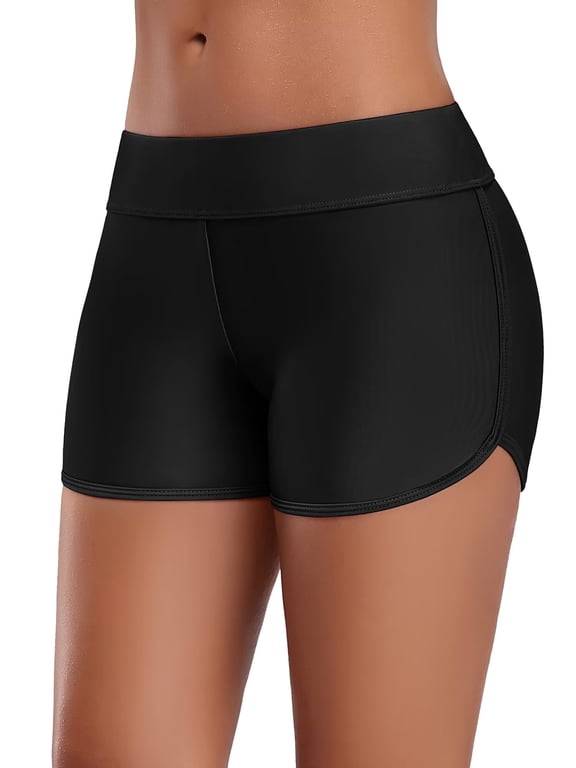 Swim Shorts for Women Stretchy Board Shorts Solid Tankini Bottoms Sport Swimsuit Bottoms