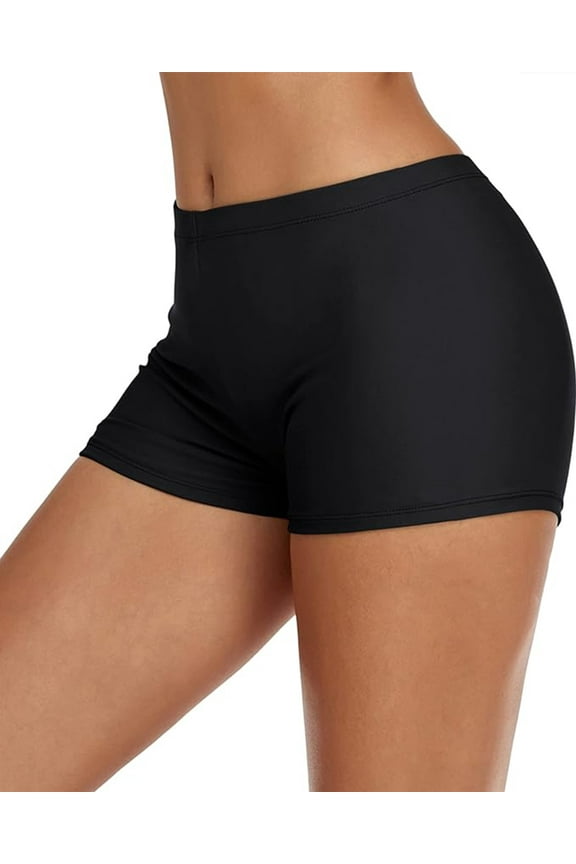 Swim Shorts for Women Stretchy Board Shorts Solid Tankini Bottoms Sport Swimsuit Bottoms