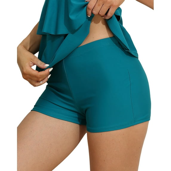 Charmo Swim Shorts for Women Stretchy Board Shorts Solid Tankini Bottoms Sport Swimsuit Bottoms