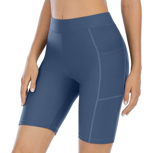 Charmo Swim Shorts for Women with Pockets High Waisted Long Board Shorts